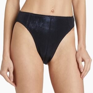 Norma Kamali Corset Shiny Black High-Cut Bikini Bottoms